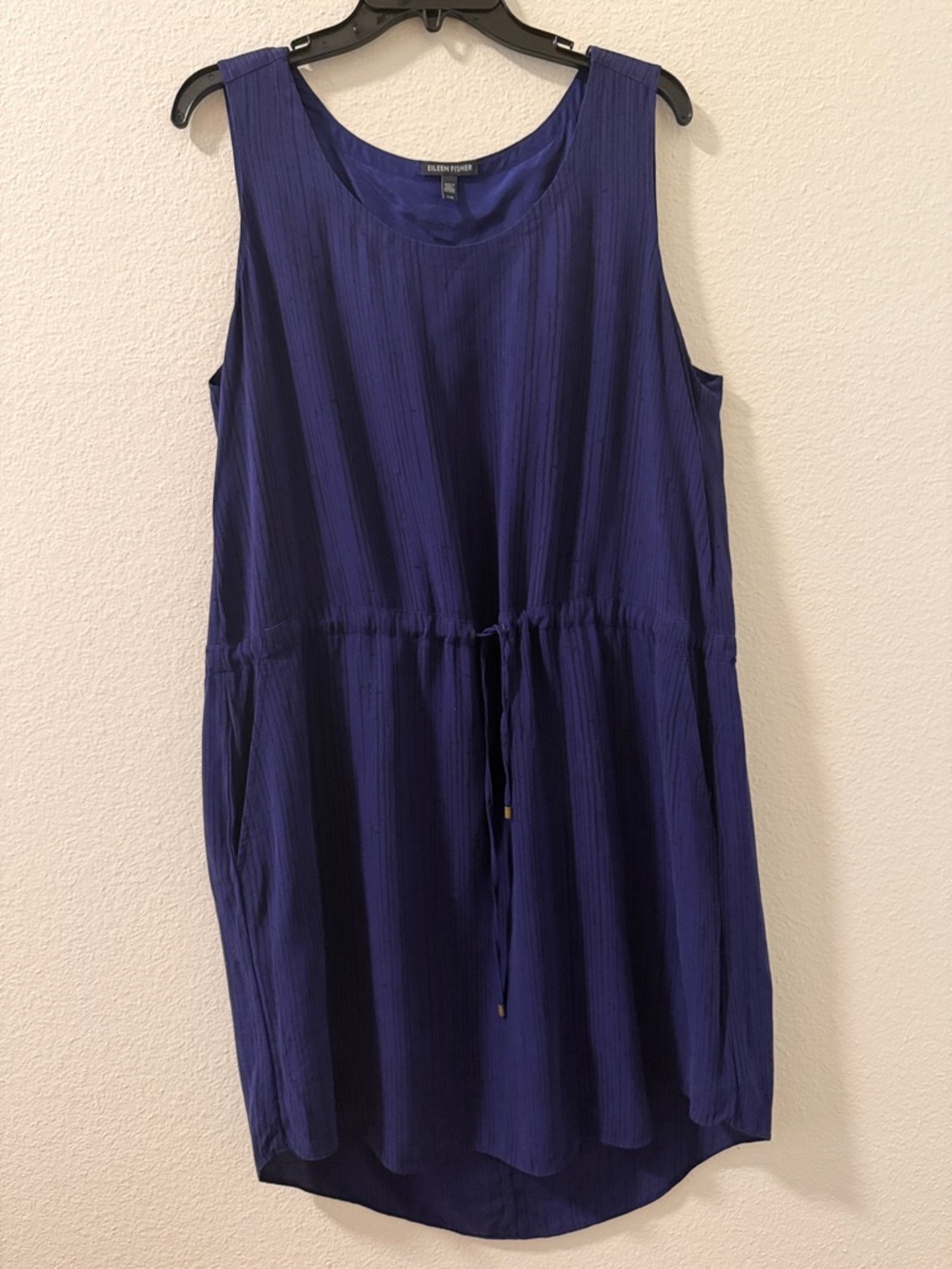 Eileen Fisher Sleeveless Drawstring Tunic Dress - Royal Blue